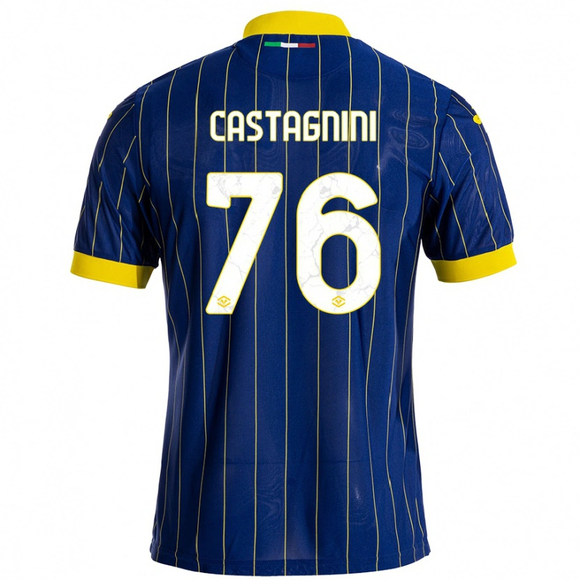 Danxen Mujer Camiseta Mirko Castagnini #76 Azul Amarillo 1ª Equipación 2024/25 La Camisa