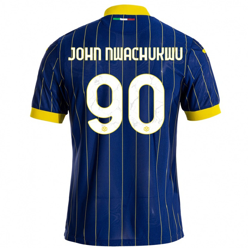 Danxen Mujer Camiseta Samuel John Nwachukwu #90 Azul Amarillo 1ª Equipación 2024/25 La Camisa