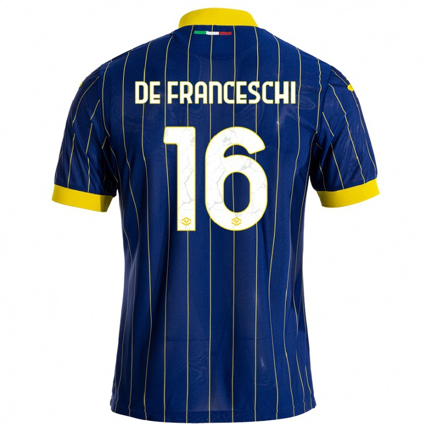 Danxen Mujer Camiseta Edoardo De Franceschi #16 Azul Amarillo 1ª Equipación 2024/25 La Camisa