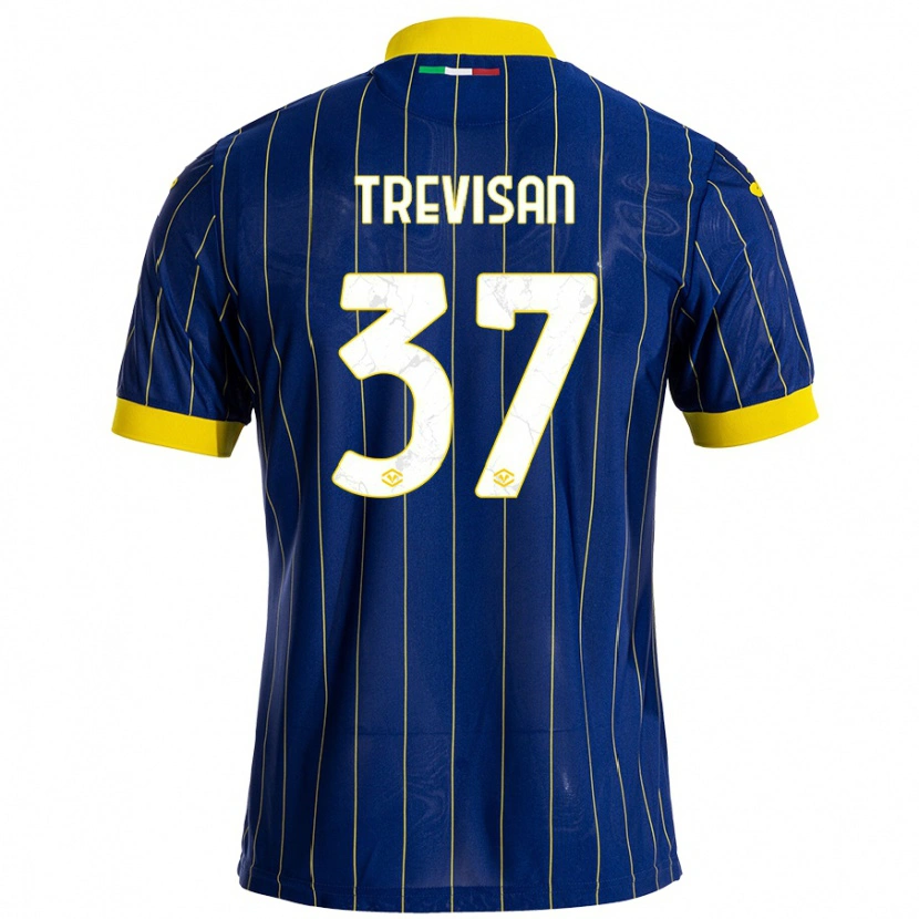 Danxen Mujer Camiseta Michael Trevisan #37 Azul Amarillo 1ª Equipación 2024/25 La Camisa