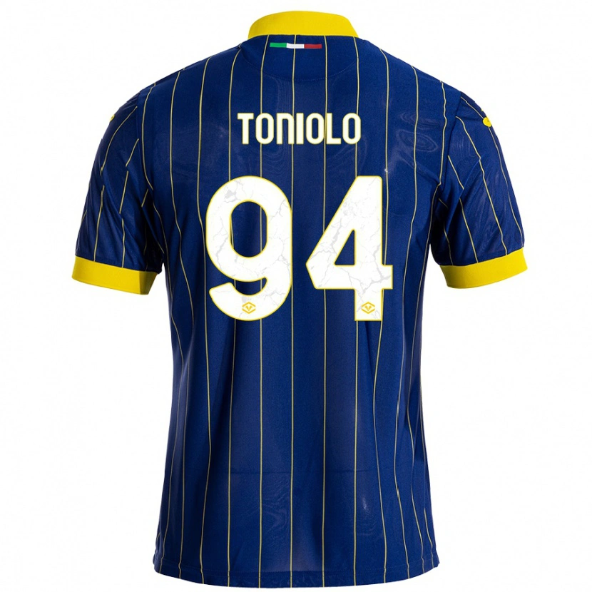 Danxen Mujer Camiseta Giacomo Toniolo #94 Azul Amarillo 1ª Equipación 2024/25 La Camisa