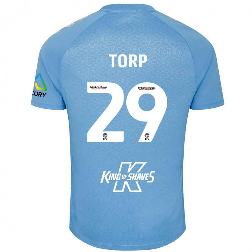 Danxen Mujer Camiseta Victor Torp #29 Azul Blanco 1ª Equipación 2024/25 La Camisa