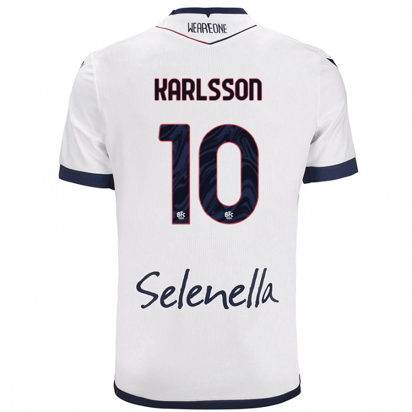 Danxen Mujer Camiseta Jesper Karlsson #10 Blanco Azul Real 2ª Equipación 2024/25 La Camisa