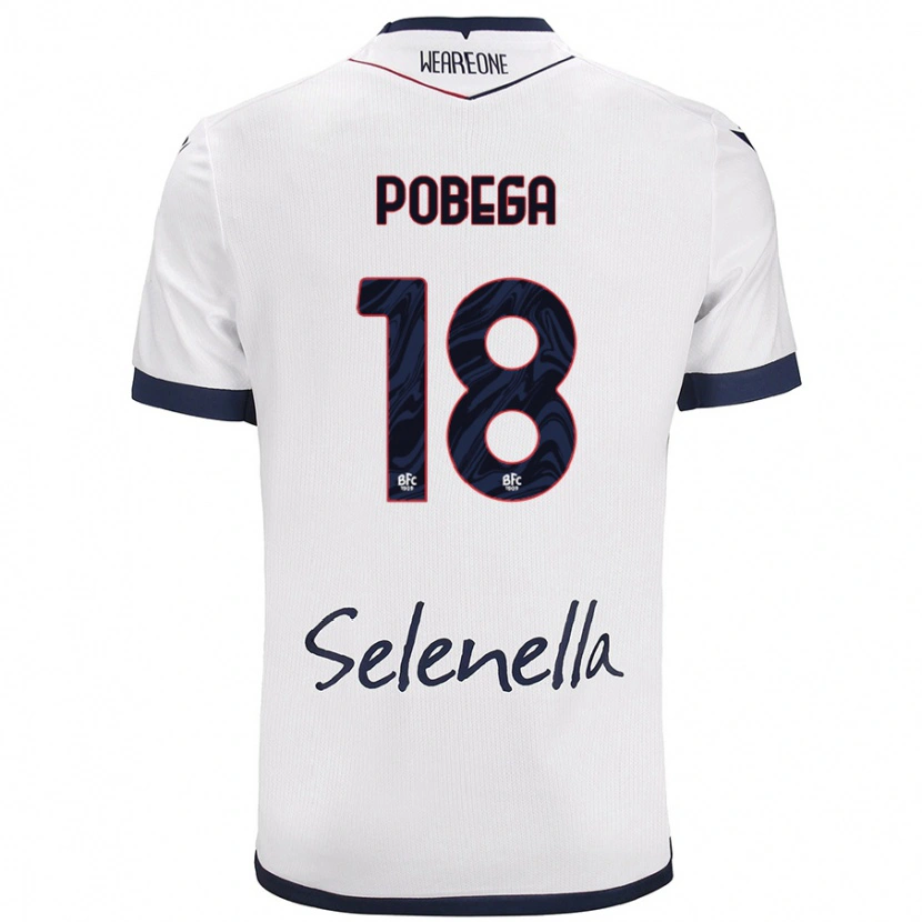 Danxen Mujer Camiseta Tommaso Pobega #18 Blanco Azul Real 2ª Equipación 2024/25 La Camisa