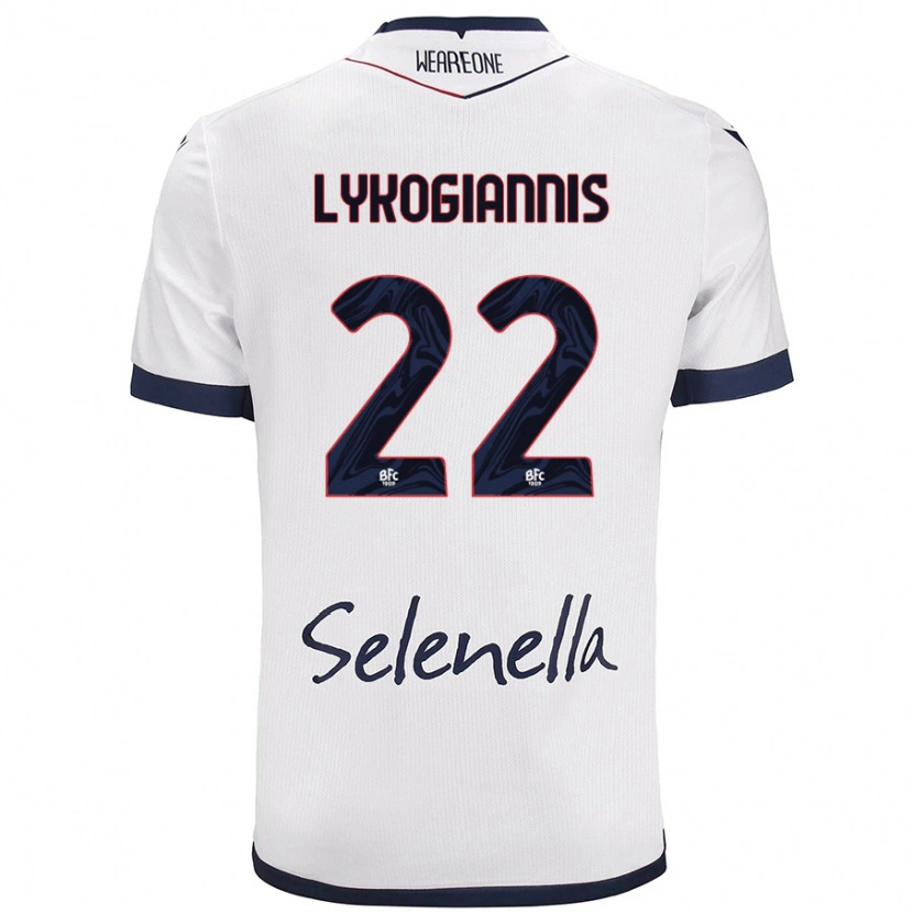 Danxen Mujer Camiseta Charalampos Lykogiannis #22 Blanco Azul Real 2ª Equipación 2024/25 La Camisa