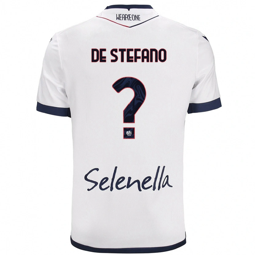 Danxen Mujer Camiseta Nicolò De Stefano #0 Blanco Azul Real 2ª Equipación 2024/25 La Camisa