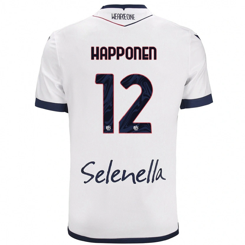 Danxen Mujer Camiseta Ukko Happonen #12 Blanco Azul Real 2ª Equipación 2024/25 La Camisa