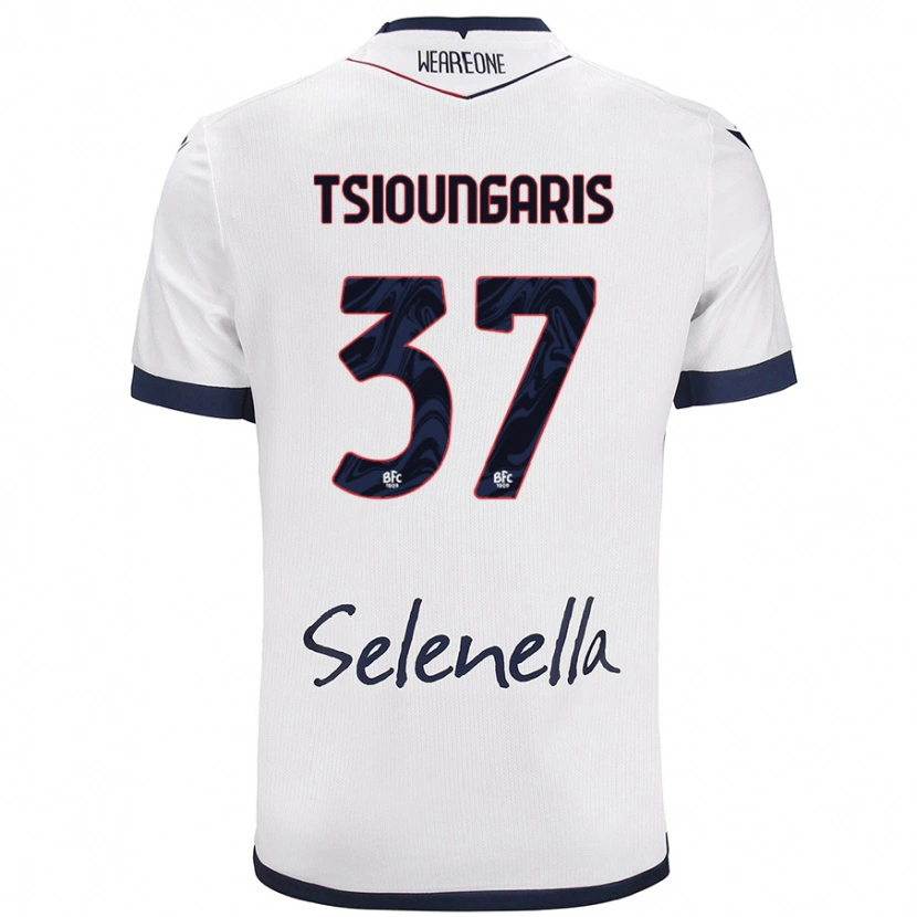 Danxen Mujer Camiseta Theodoros Tsioungaris #37 Blanco Azul Real 2ª Equipación 2024/25 La Camisa