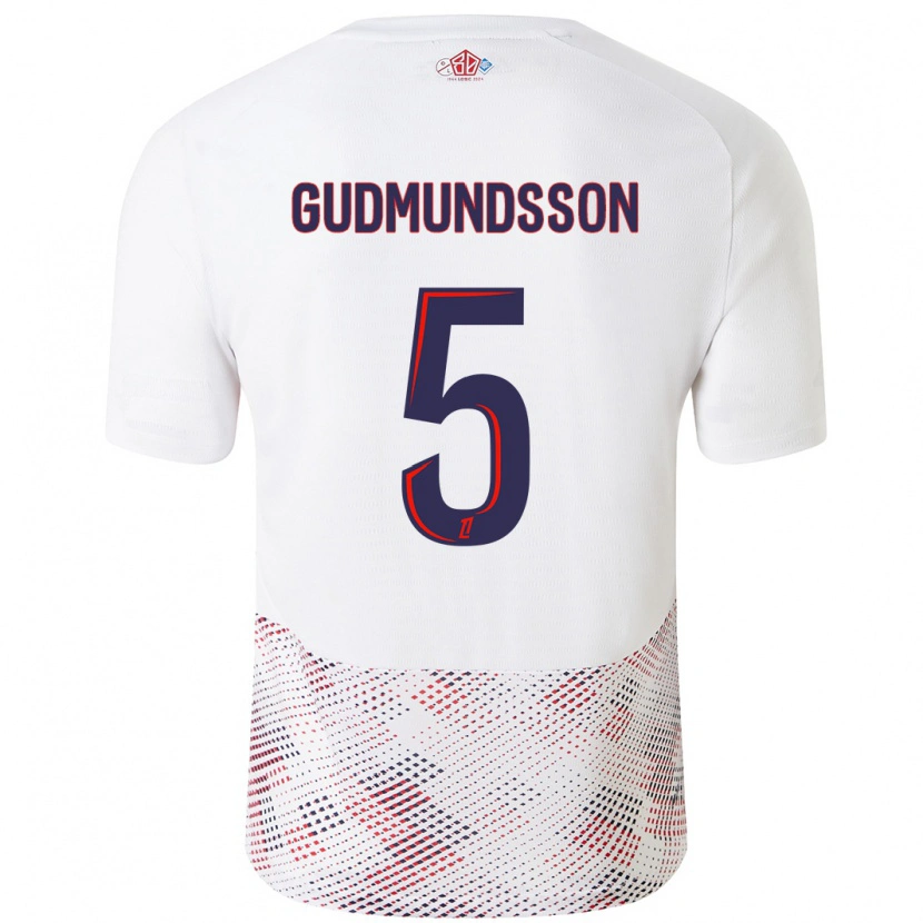 Danxen Mujer Camiseta Gabriel Gudmundsson #5 Blanco Azul Real 2ª Equipación 2024/25 La Camisa