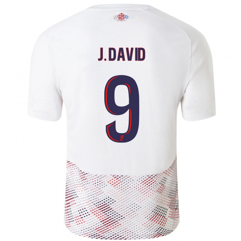 Danxen Mujer Camiseta Jonathan David #9 Blanco Azul Real 2ª Equipación 2024/25 La Camisa