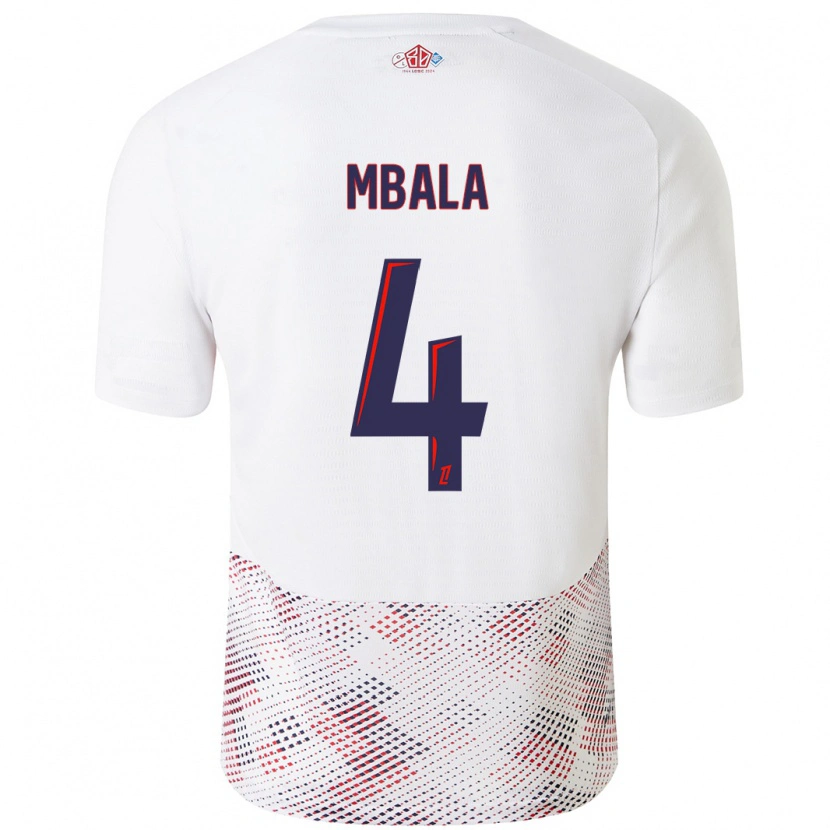 Danxen Mujer Camiseta Olivia Mbala #4 Blanco Azul Real 2ª Equipación 2024/25 La Camisa