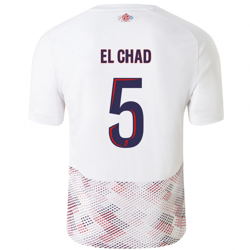 Danxen Mujer Camiseta Nesryne El Chad #5 Blanco Azul Real 2ª Equipación 2024/25 La Camisa