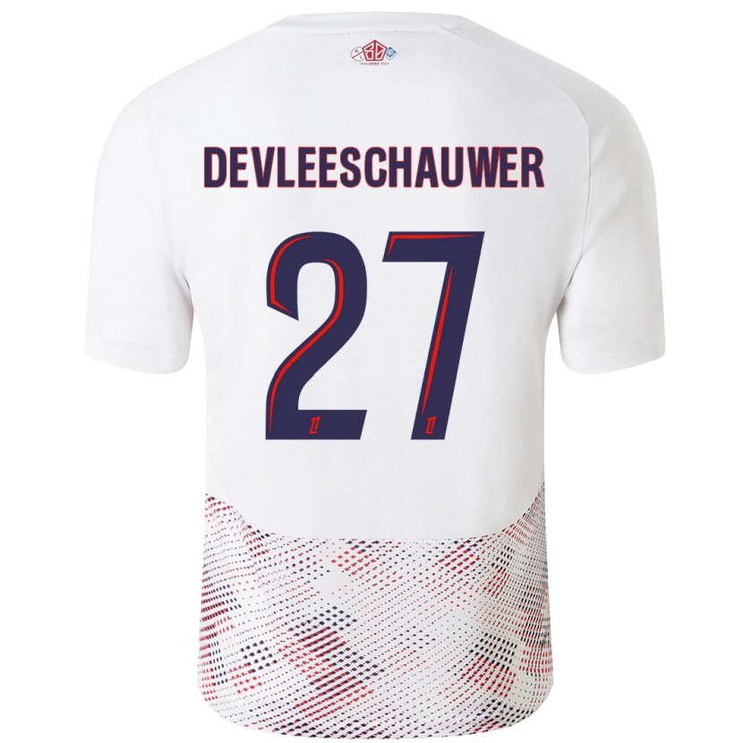 Danxen Mujer Camiseta Gwenaëlle Devleeschauwer #27 Blanco Azul Real 2ª Equipación 2024/25 La Camisa