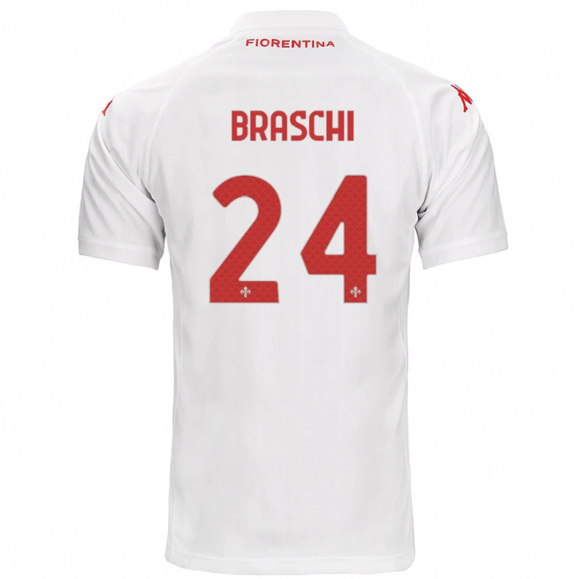 Danxen Mujer Camiseta Riccardo Braschi #24 Blanco 2ª Equipación 2024/25 La Camisa