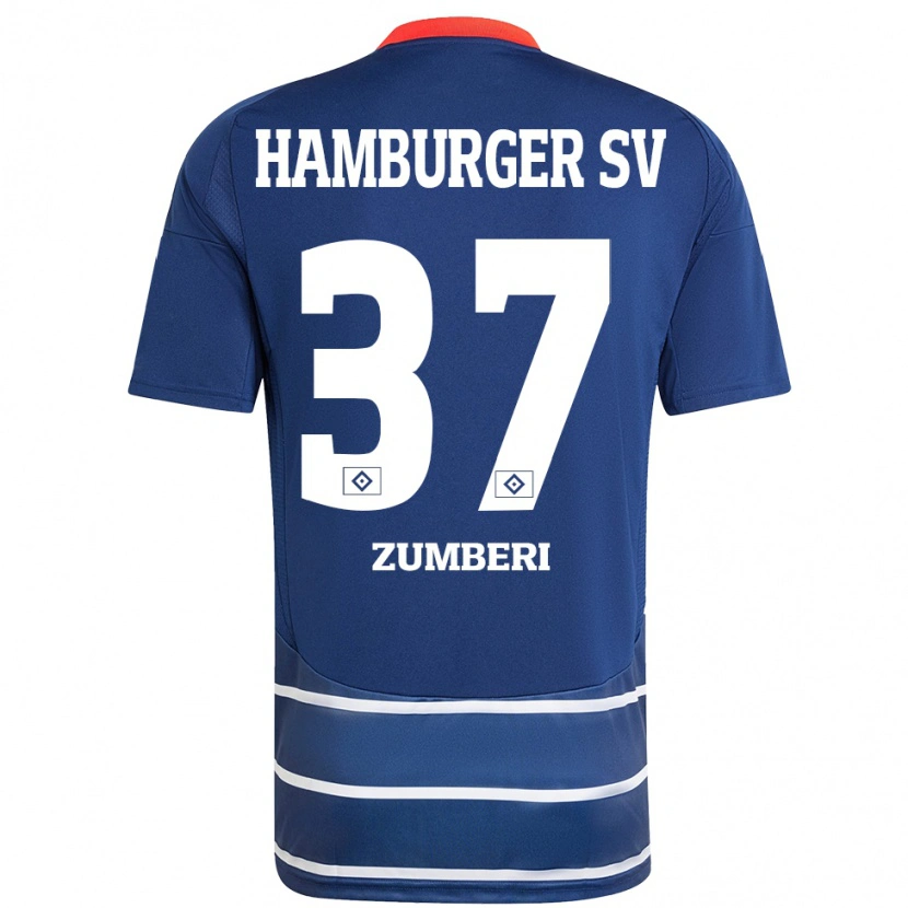 Danxen Mujer Camiseta Valon Zumberi #37 Azul Oscuro 2ª Equipación 2024/25 La Camisa