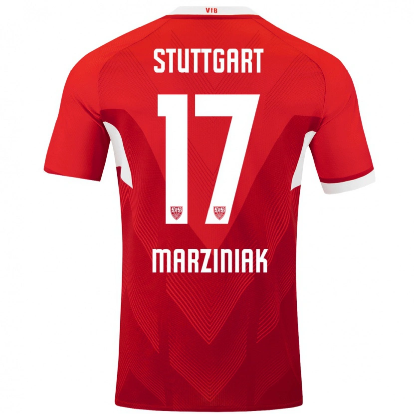 Danxen Mujer Camiseta Chiara Marziniak #17 Rojo Blanco 2ª Equipación 2024/25 La Camisa