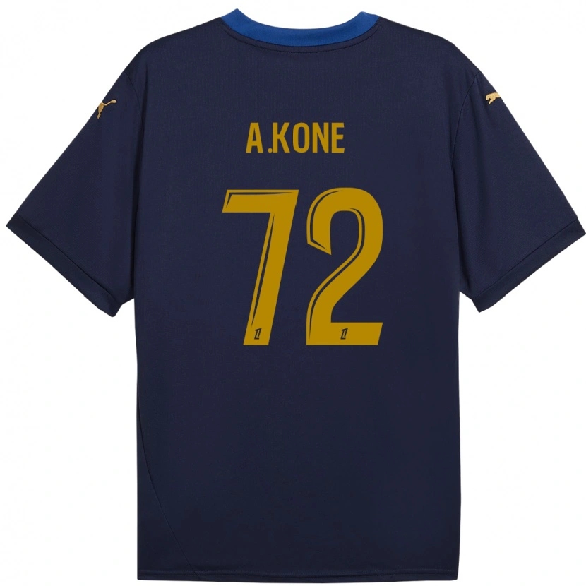 Danxen Mujer Camiseta Amadou Koné #72 Azul Marino Dorado 2ª Equipación 2024/25 La Camisa