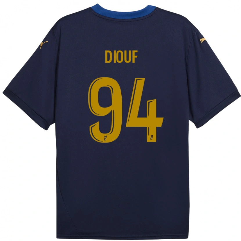 Danxen Mujer Camiseta Yehvann Diouf #94 Azul Marino Dorado 2ª Equipación 2024/25 La Camisa