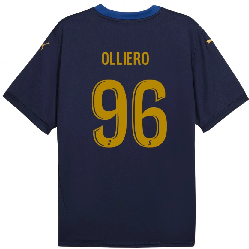 Danxen Mujer Camiseta Alexandre Olliero #96 Azul Marino Dorado 2ª Equipación 2024/25 La Camisa