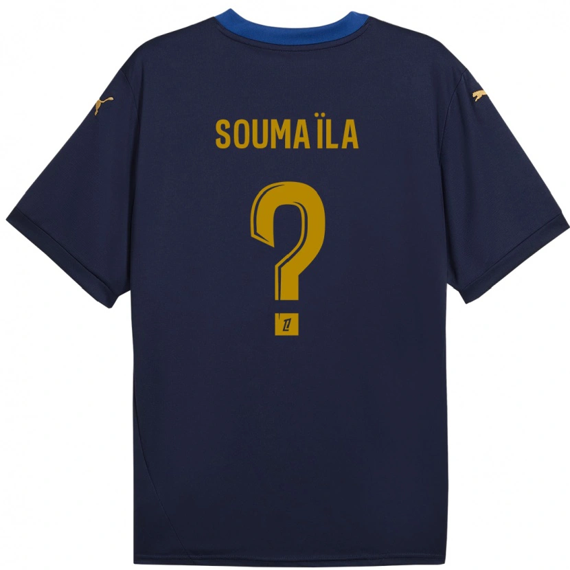 Danxen Mujer Camiseta Soumaïla Sylla #0 Azul Marino Dorado 2ª Equipación 2024/25 La Camisa