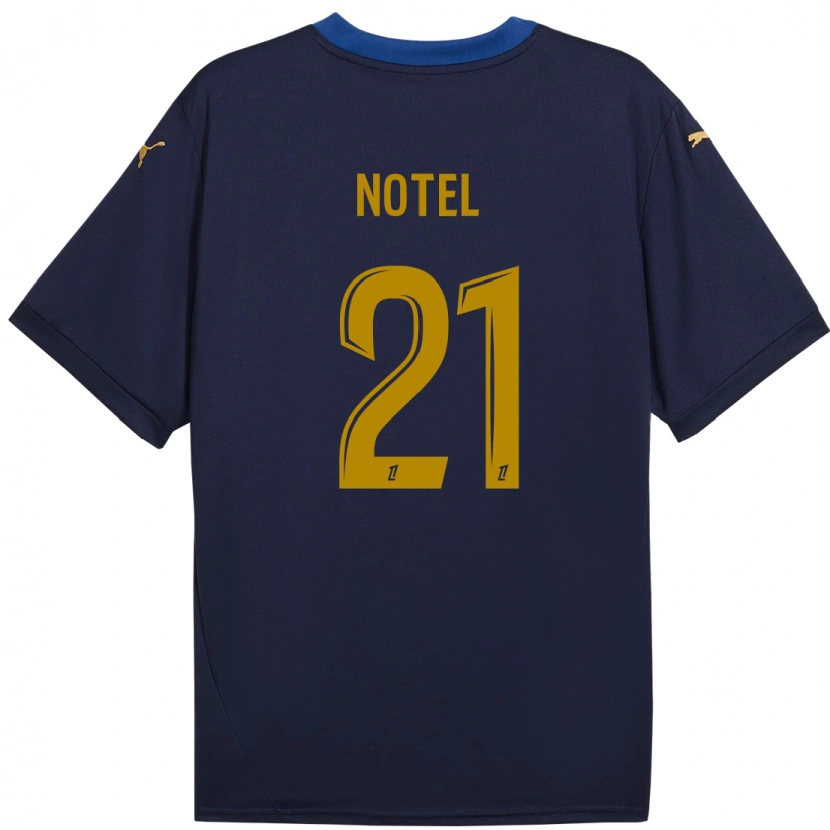 Danxen Mujer Camiseta Léa Notel #21 Azul Marino Dorado 2ª Equipación 2024/25 La Camisa