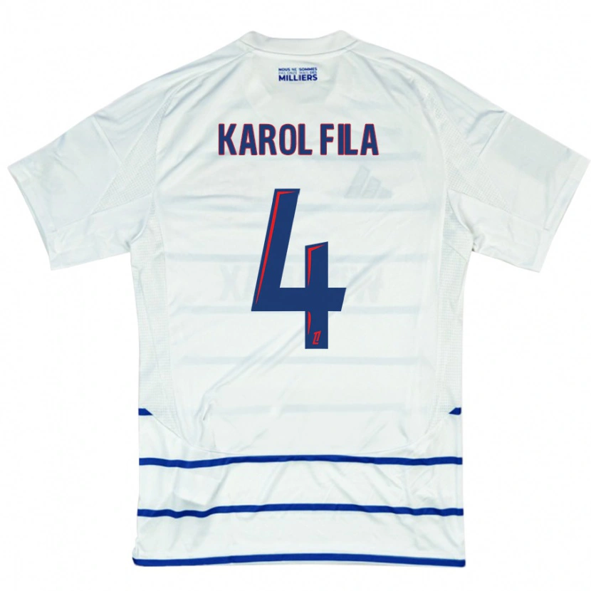 Danxen Mujer Camiseta Karol Fila #4 Blanco Azul 2ª Equipación 2024/25 La Camisa