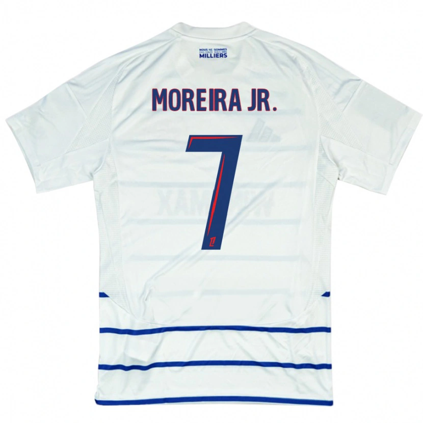 Danxen Mujer Camiseta Diego Moreira #7 Blanco Azul 2ª Equipación 2024/25 La Camisa