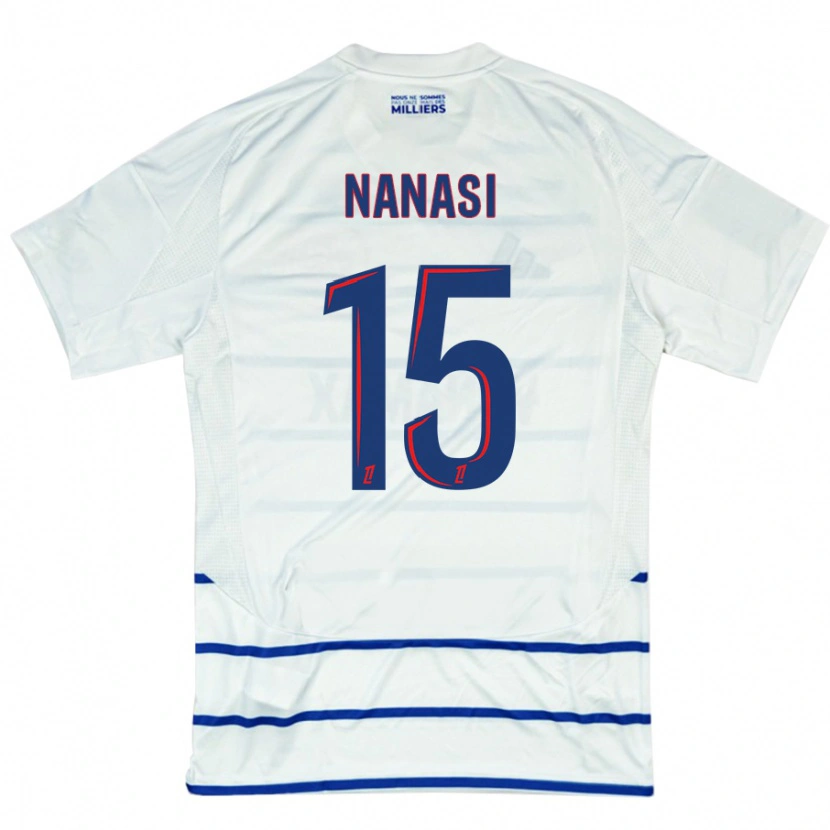 Danxen Mujer Camiseta Sebastian Nanasi #15 Blanco Azul 2ª Equipación 2024/25 La Camisa