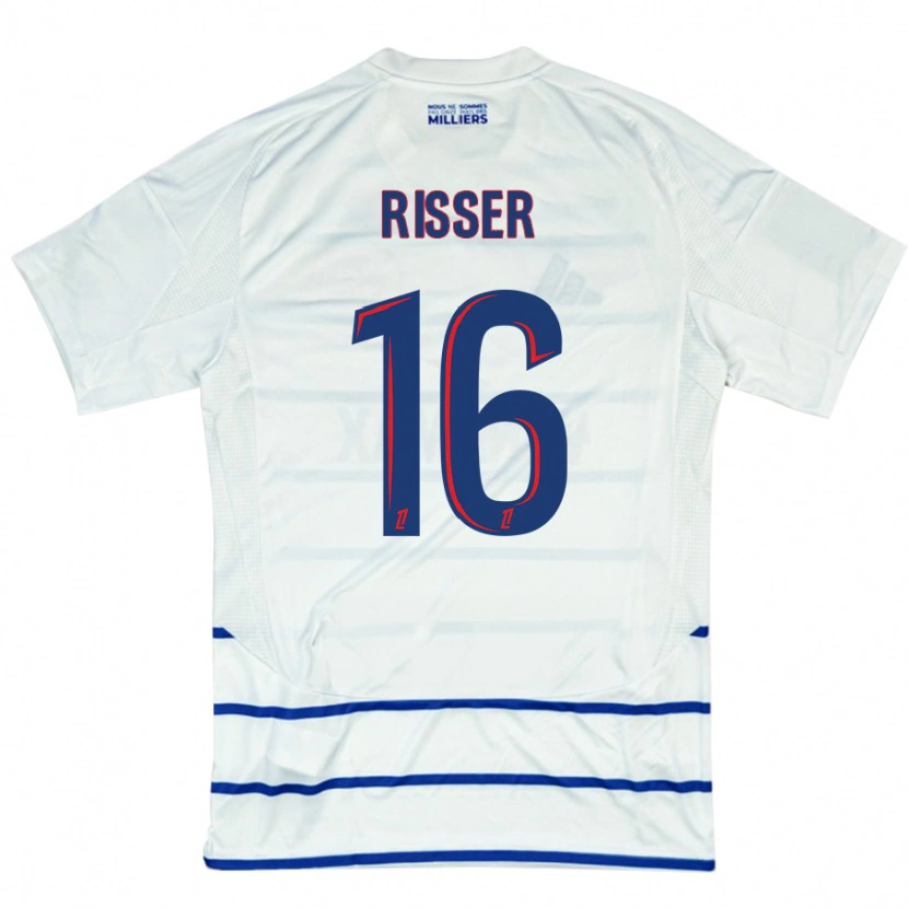 Danxen Mujer Camiseta Robin Risser #16 Blanco Azul 2ª Equipación 2024/25 La Camisa