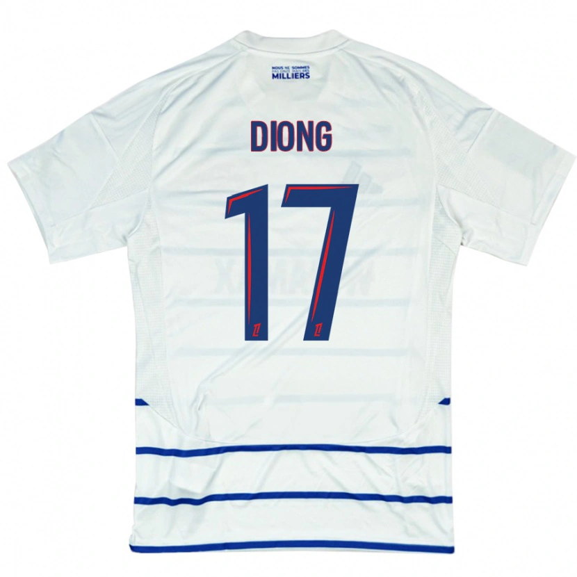 Danxen Mujer Camiseta Pape Diong #17 Blanco Azul 2ª Equipación 2024/25 La Camisa