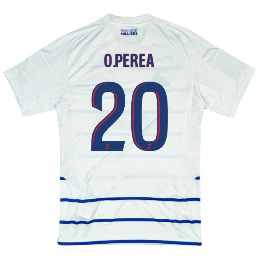 Danxen Mujer Camiseta Óscar Perea #20 Blanco Azul 2ª Equipación 2024/25 La Camisa