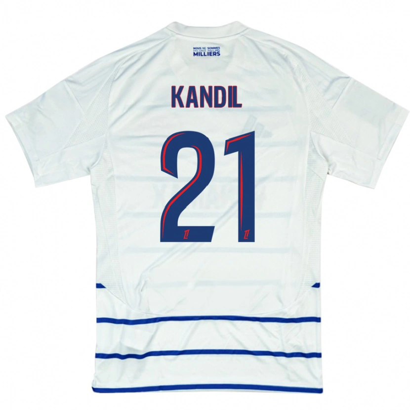 Danxen Mujer Camiseta Nordine Kandil #21 Blanco Azul 2ª Equipación 2024/25 La Camisa