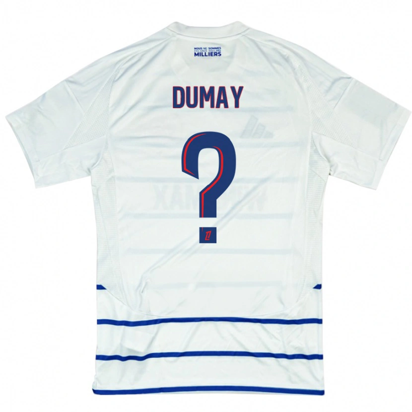 Danxen Mujer Camiseta Yoann Dumay #0 Blanco Azul 2ª Equipación 2024/25 La Camisa