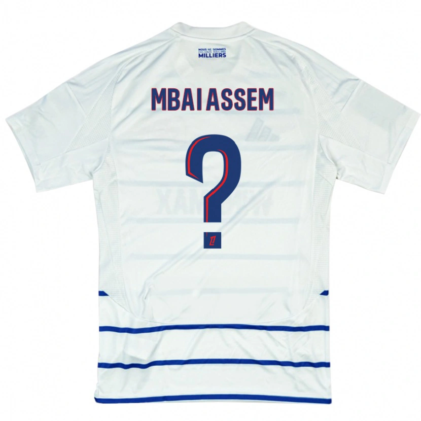 Danxen Mujer Camiseta Chris Mbaï-Assem #0 Blanco Azul 2ª Equipación 2024/25 La Camisa