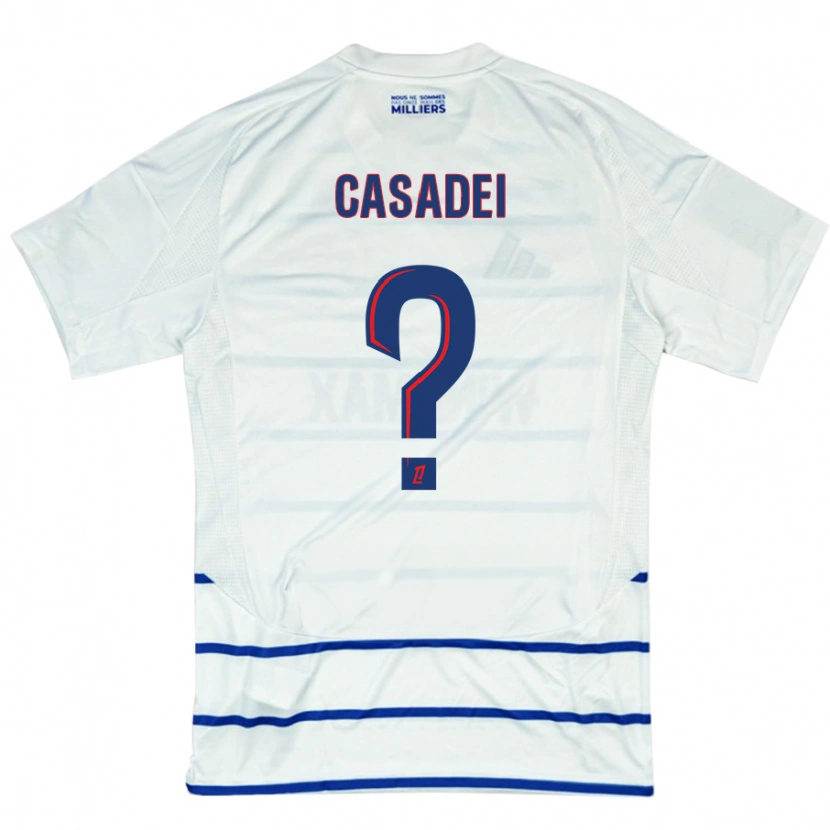 Danxen Mujer Camiseta Alexis Casadei #0 Blanco Azul 2ª Equipación 2024/25 La Camisa