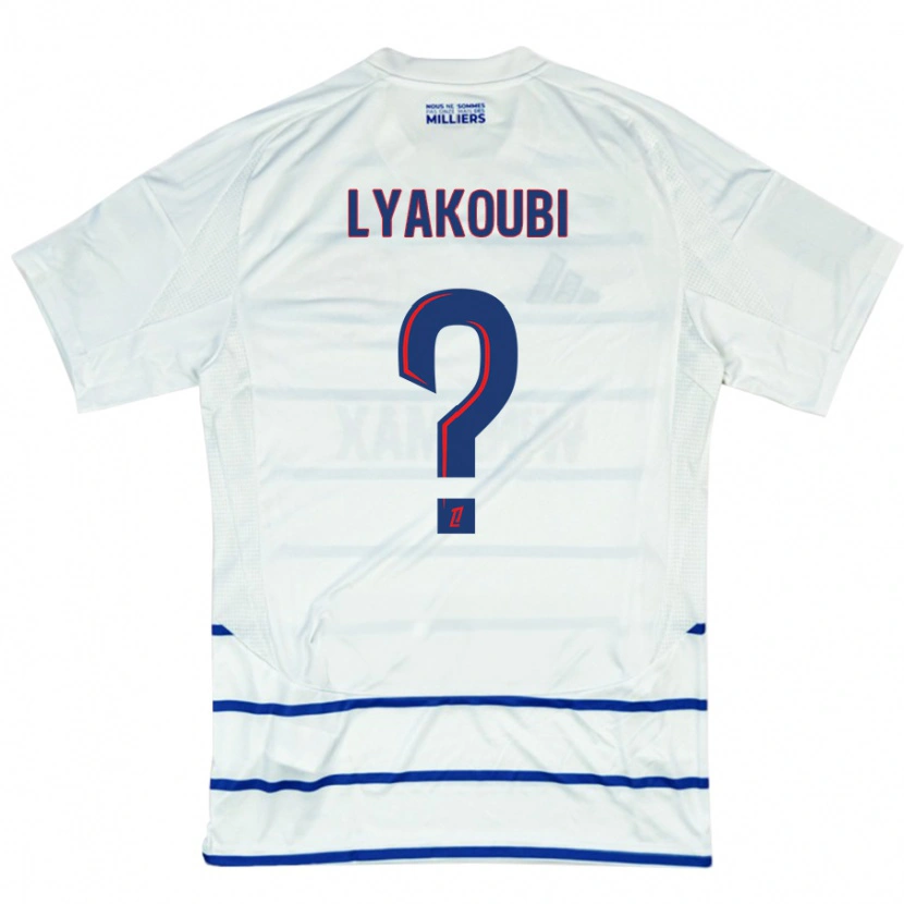 Danxen Mujer Camiseta Oussama Lyakoubi #0 Blanco Azul 2ª Equipación 2024/25 La Camisa