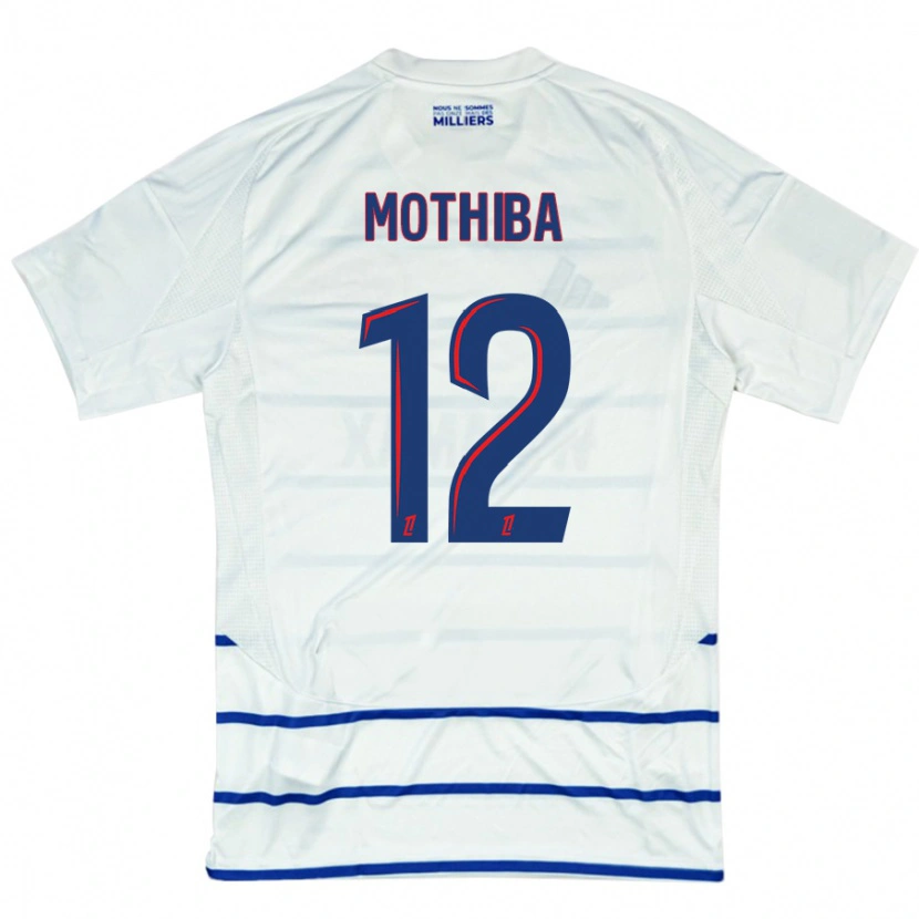 Danxen Mujer Camiseta Lebo Mothiba #12 Blanco Azul 2ª Equipación 2024/25 La Camisa