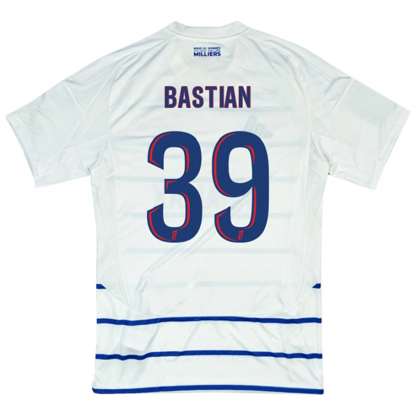 Danxen Mujer Camiseta Maxime Bastian #39 Blanco Azul 2ª Equipación 2024/25 La Camisa