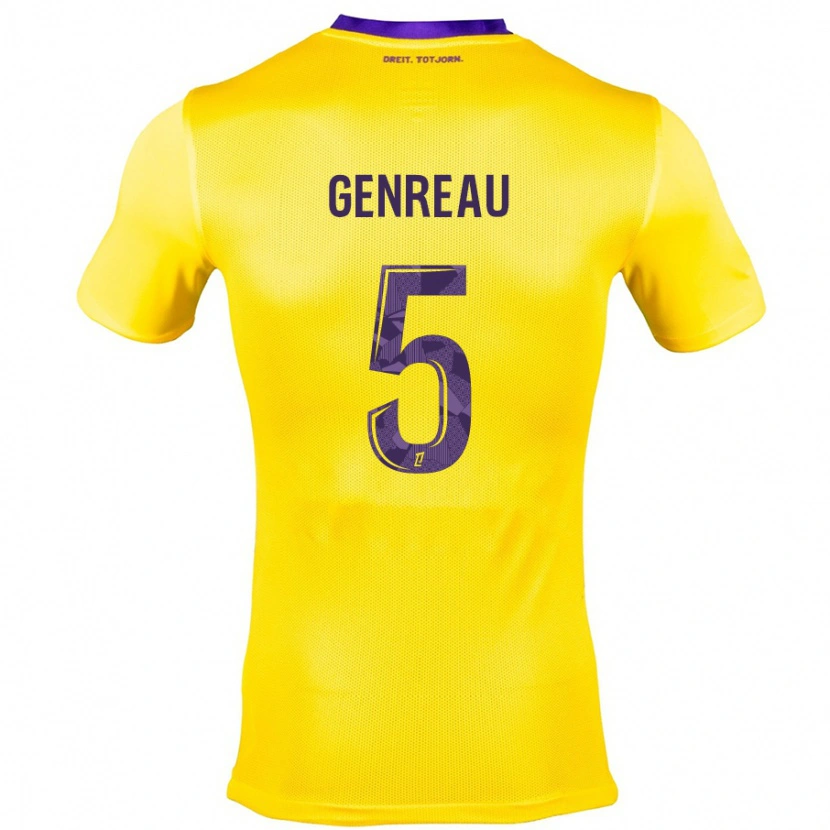 Danxen Mujer Camiseta Denis Genreau #5 Amarillo Morado 2ª Equipación 2024/25 La Camisa