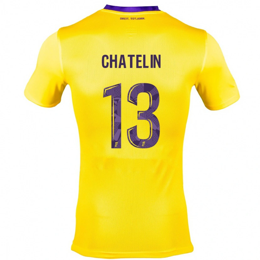 Danxen Mujer Camiseta Delphin Chatelin #13 Amarillo Morado 2ª Equipación 2024/25 La Camisa