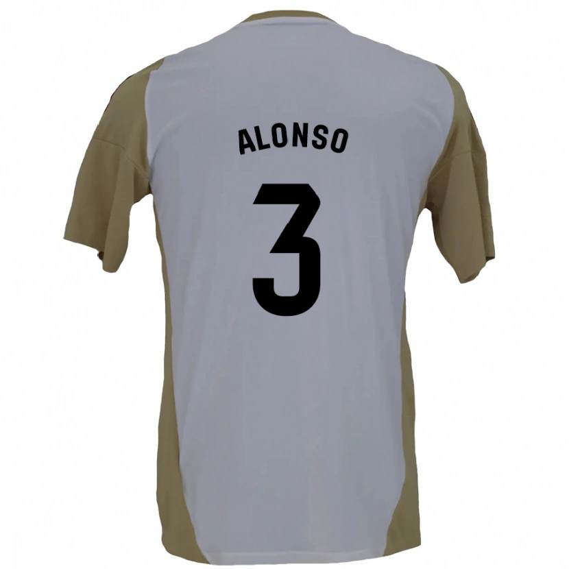 Danxen Mujer Camiseta Julio Alonso #3 Marrón Blanco 2ª Equipación 2024/25 La Camisa