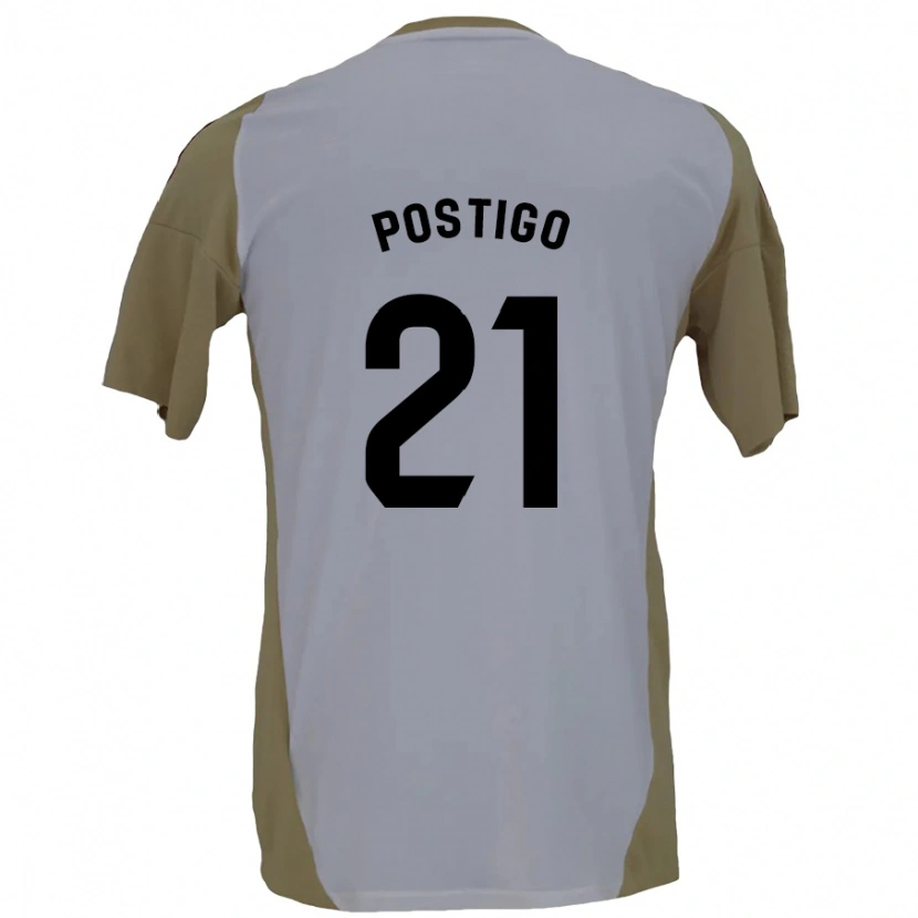 Danxen Mujer Camiseta Sergio Postigo #21 Marrón Blanco 2ª Equipación 2024/25 La Camisa