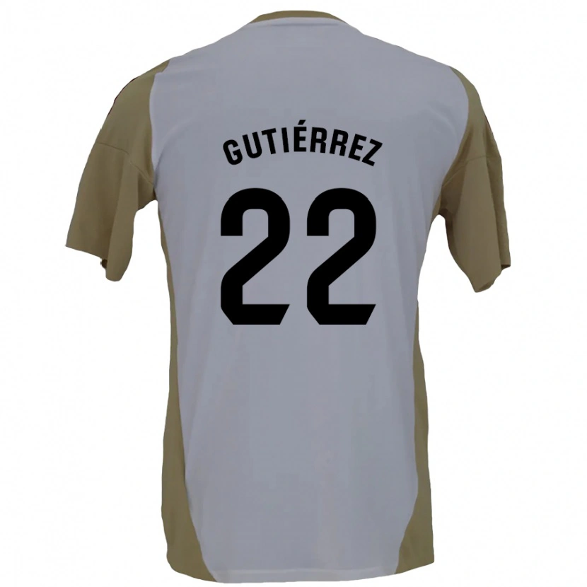 Danxen Mujer Camiseta Juan Gutiérrez #22 Marrón Blanco 2ª Equipación 2024/25 La Camisa