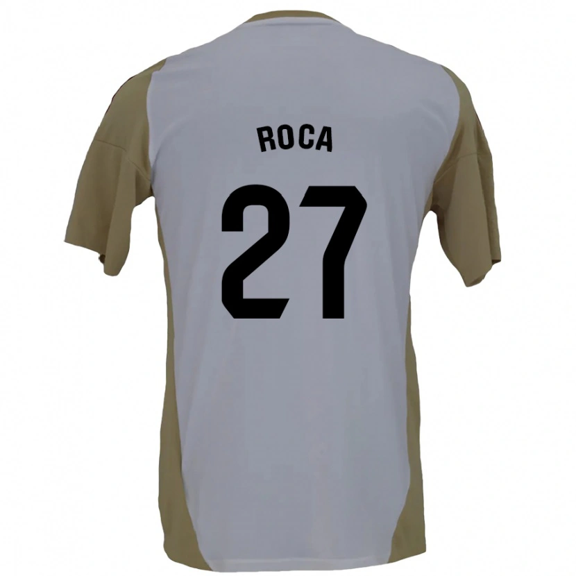 Danxen Mujer Camiseta Joel Roca #27 Marrón Blanco 2ª Equipación 2024/25 La Camisa