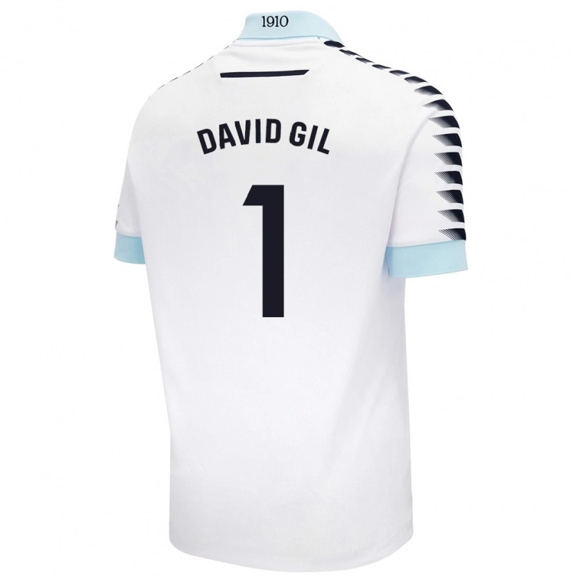 Danxen Mujer Camiseta David Gil #1 Blanco Azul 2ª Equipación 2024/25 La Camisa