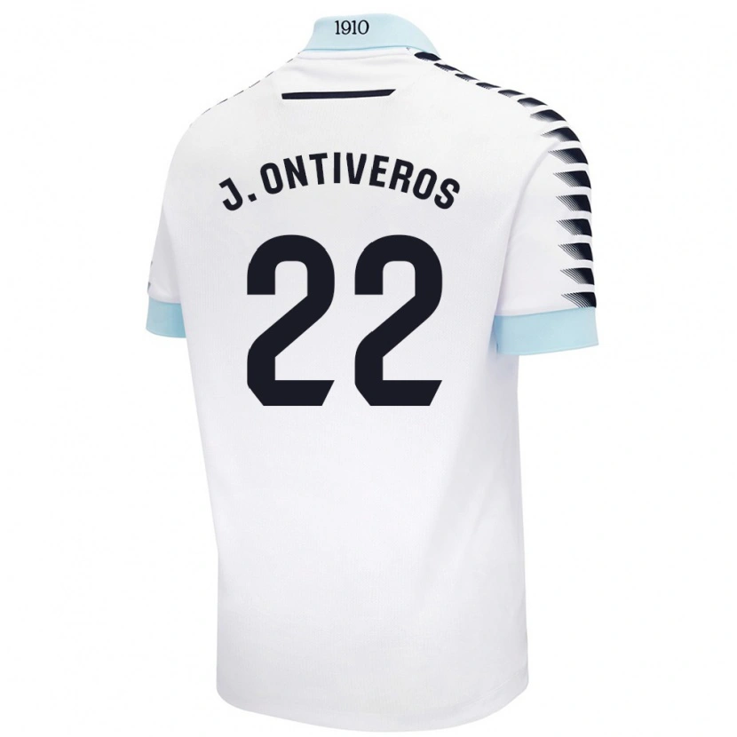 Danxen Mujer Camiseta Javi Ontiveros #22 Blanco Azul 2ª Equipación 2024/25 La Camisa