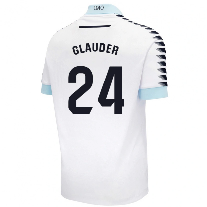 Danxen Mujer Camiseta Cristian Glauder #24 Blanco Azul 2ª Equipación 2024/25 La Camisa