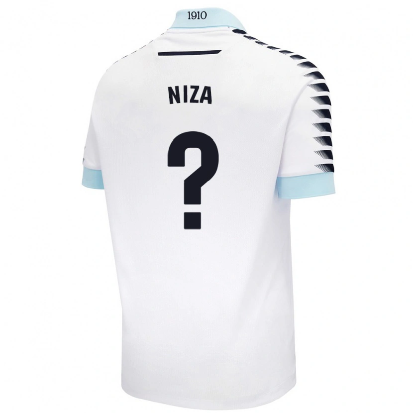 Danxen Mujer Camiseta Sergio Niza #0 Blanco Azul 2ª Equipación 2024/25 La Camisa