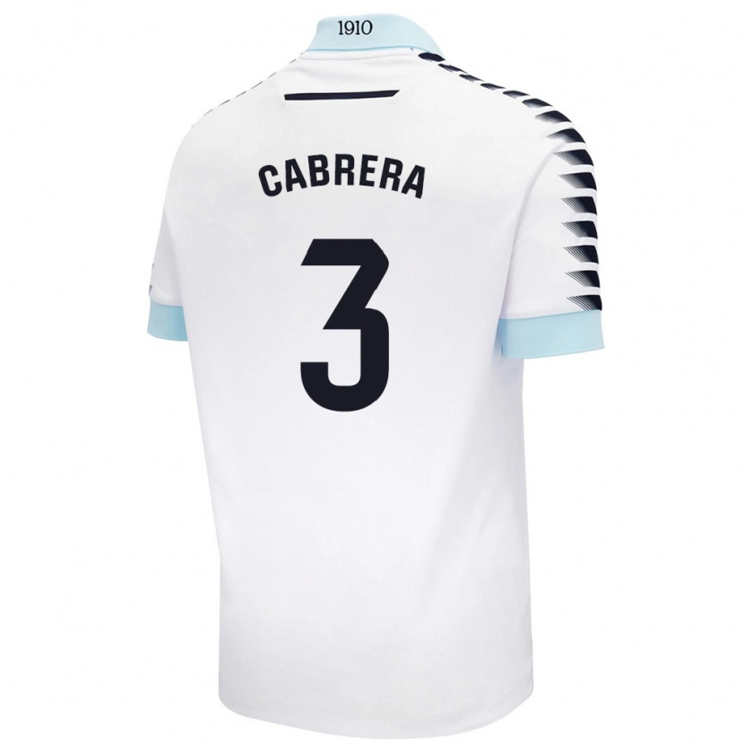 Danxen Mujer Camiseta Julio Cabrera #3 Blanco Azul 2ª Equipación 2024/25 La Camisa