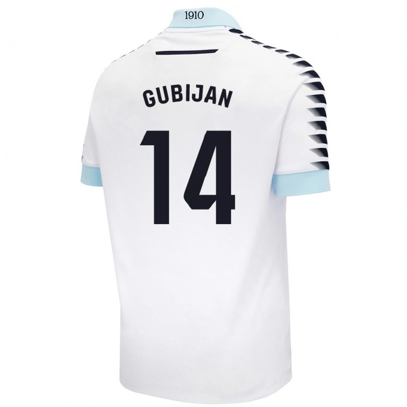 Danxen Mujer Camiseta Lovro Gubijan #14 Blanco Azul 2ª Equipación 2024/25 La Camisa